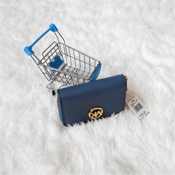 Michael Kors Fulton Zip Around Coin Case Denim - Picture 5 of 14